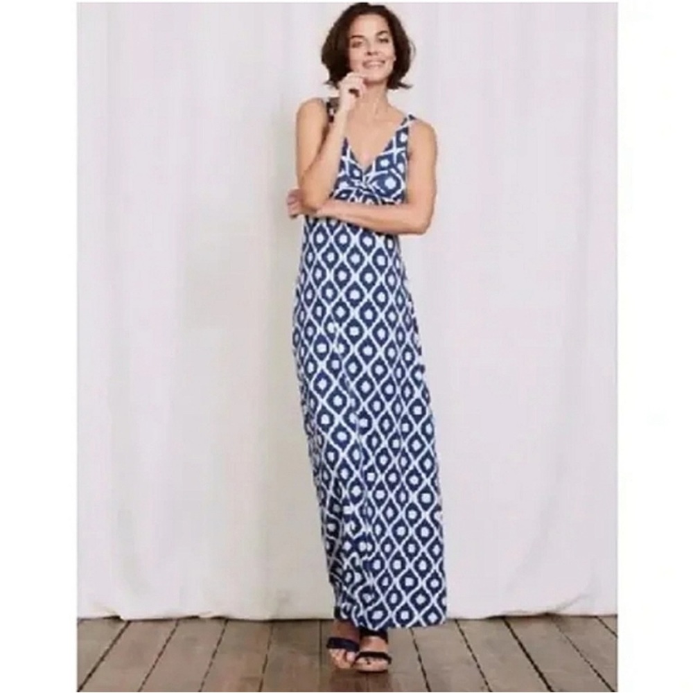 Boden Blue White Geometric Twist Front Maxi 4